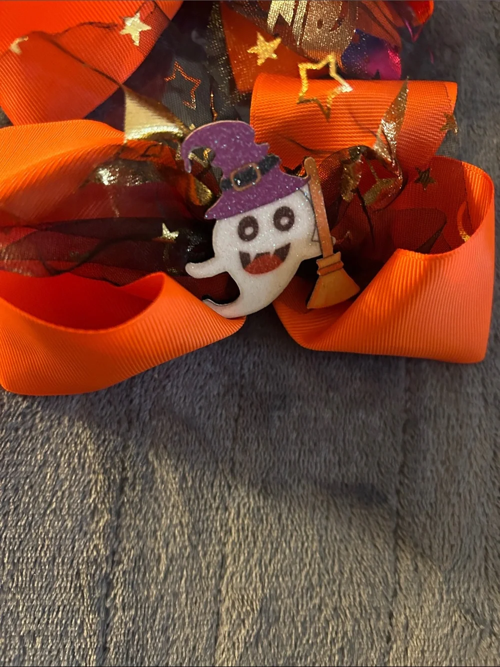 Kids Halloween Orange Pumpkin, Ghost, Skull & Spider Hair Bows-Pick One